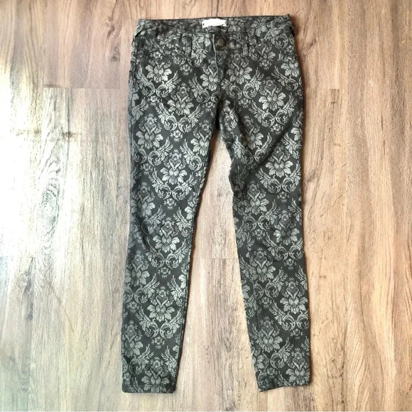 Free People Denim - Free People Damask Brocade Skinny Jeans Black Sz 25 Goth Punk Indy Sleaze
